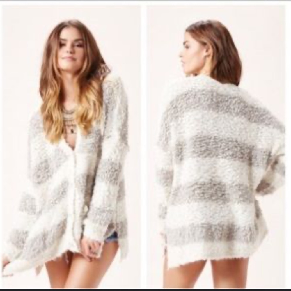 FREE PEOPLE | striped fuzzy soft  cardigan